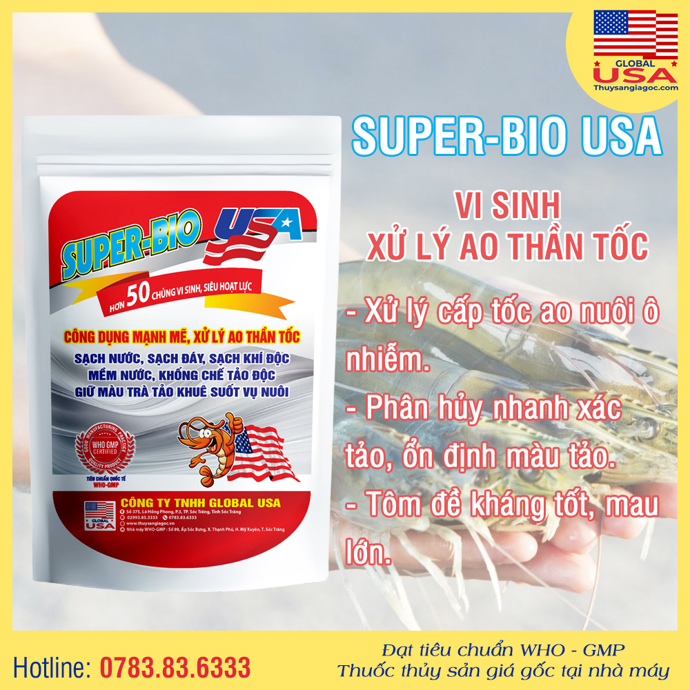 SUPER - BIO USA - Xử lý ao thần tốc 200g